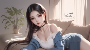 沙发上的女神