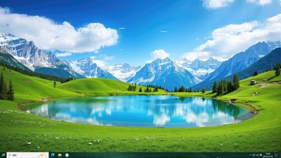 护眼碧湖雪山主题