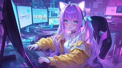 动漫猫耳电竞少女