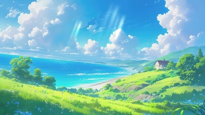 绿色护眼动漫场景