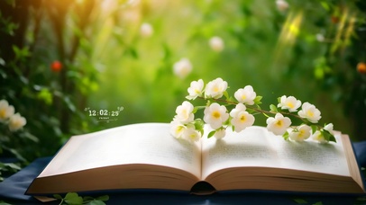 清新书本小白花