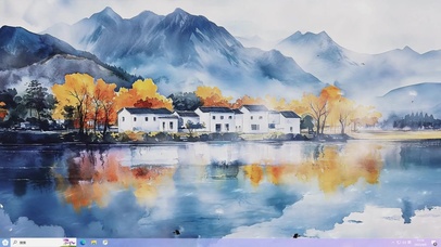 唯美水墨山水AI壁纸-桌面主题