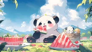 可爱的贪吃小熊猫
