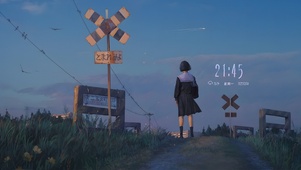 黄昏小路放学少女