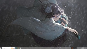 雨中美女拔刀
