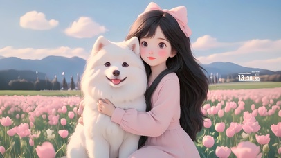 女孩和她的狗狗