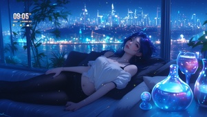 她的眼眸深邃，仿佛藏着秘密