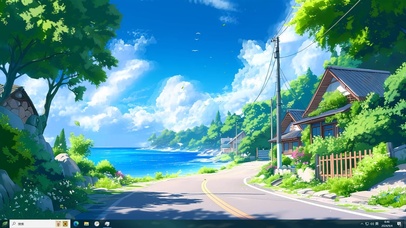 唯美乡村海景公路主题
