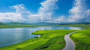 白云下湖泊