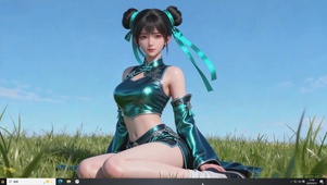 草地上的美少女
