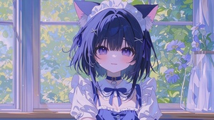 窗边女仆猫耳少女