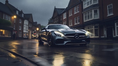 4K 雨天，奔驰AMG 汽车