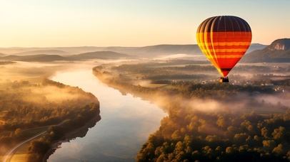 美景中的热气球