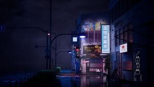 4k 治愈雨夜城市街道