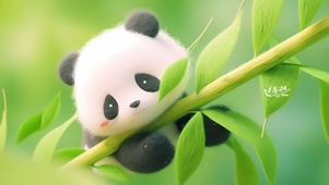 竹叶上的熊猫