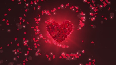 七夕唯美光效爱心玫瑰花花瓣散发