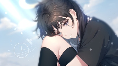 抱膝沉思的少女