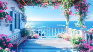 海边玫瑰花小屋