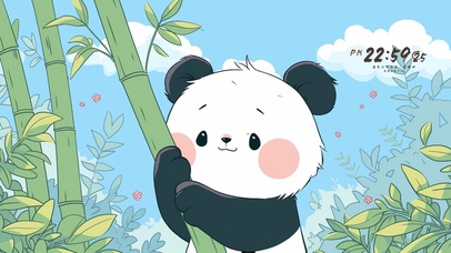 可爱竹林熊猫