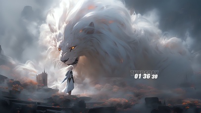 烟雾中的与狮对视