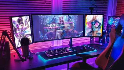 炫酷霓虹电脑房间