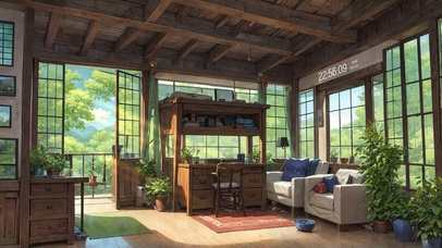 4K唯美治愈动漫夏天森林小屋