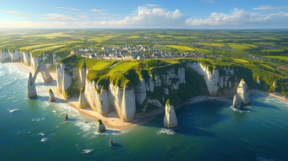 绿色护眼悬崖村庄