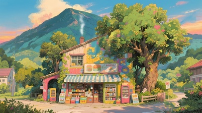 山间晚霞便利店