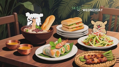 线条小狗吃吃吃