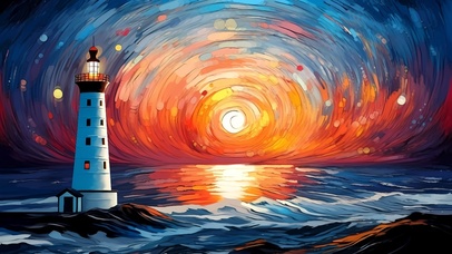 4K 梵高《海上灯塔》