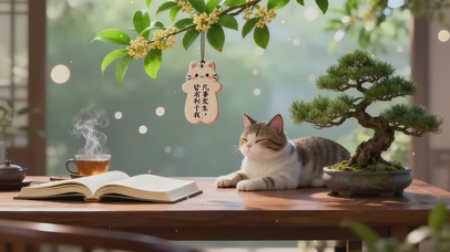 可爱慵懒茶桌猫咪