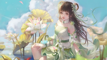 唯美古风荷花池美女