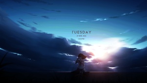 落日晚霞少女
