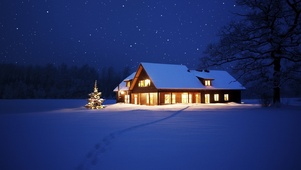 圣诞夜晚雪景