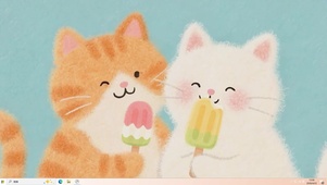 萌宠猫咪吃雪条桌面主题