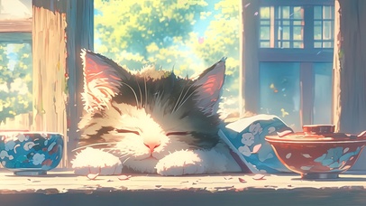 治愈可爱在地板上睡觉的小奶猫