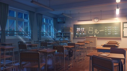 4K唯美治愈学校教室（晚）
