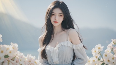 唯美清新吊带裙美女