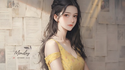 港风黄裙气质美女