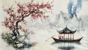 古风AI水墨山水插画