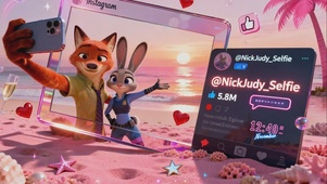 尼克朱迪粉色海滩 ins 风