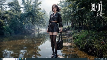 短发JK美少女 雨中树林