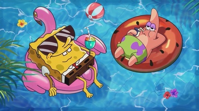 唯美治愈海绵宝宝夏日泳池