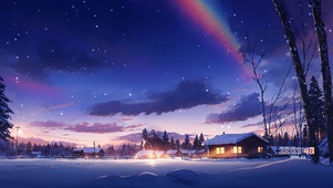 唯美雪夜村庄