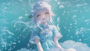 甜美可爱水中女孩