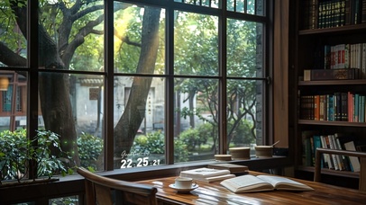 书店一角的绿意