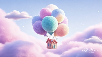 解压毛茸茸气球飞屋