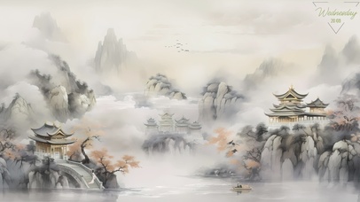 4K唯美山川插画