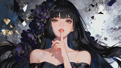 暗紫花簇噤声少女