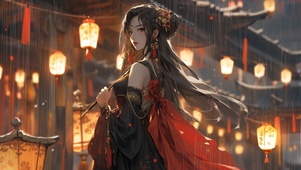 古风红衣少女
